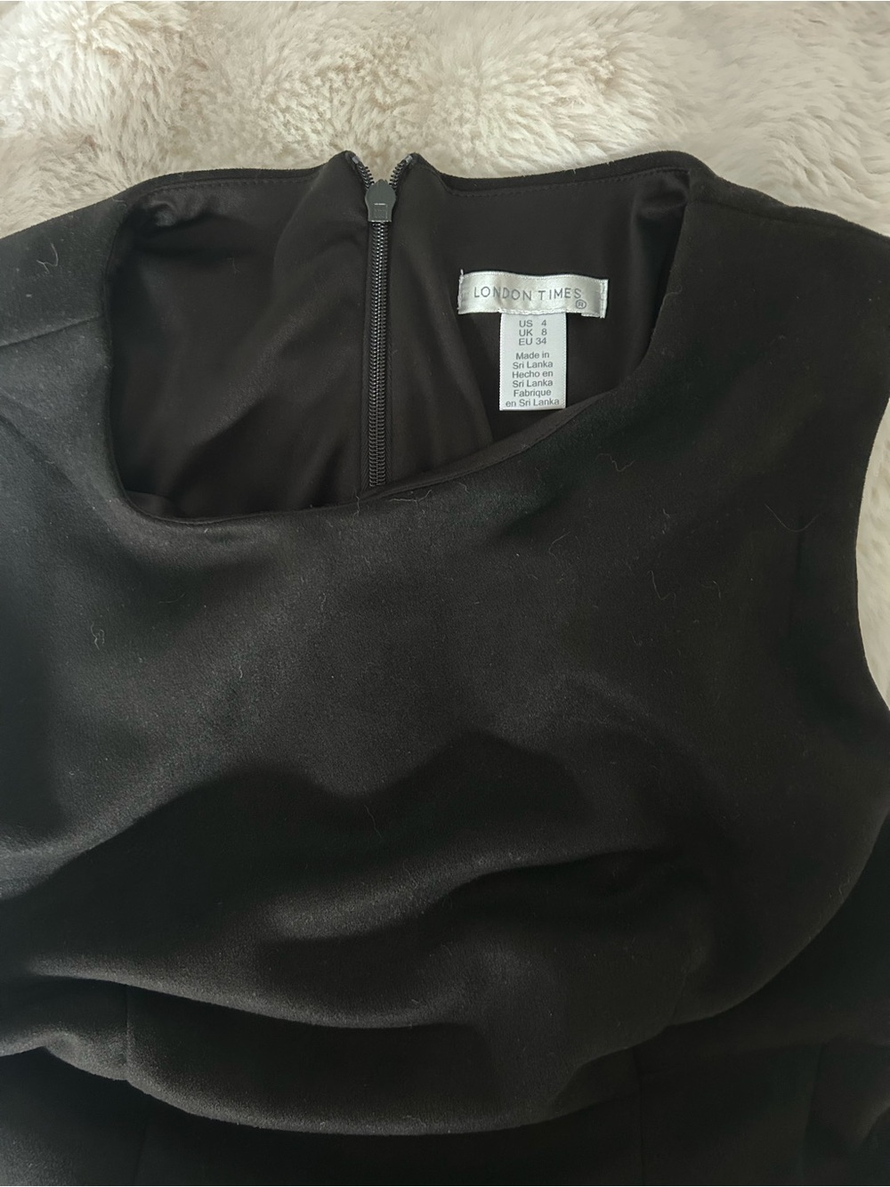 London Times Black Sheath Dress with Boat Neck